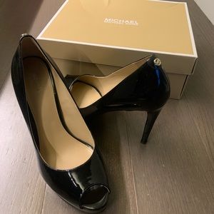 Black Patent Michael Kors Platform Pumps